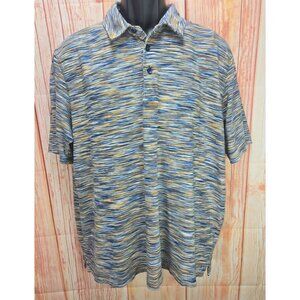 Johnston &‎ Murphy Peruvian Organic Cotton Polo XL Blue Pattern